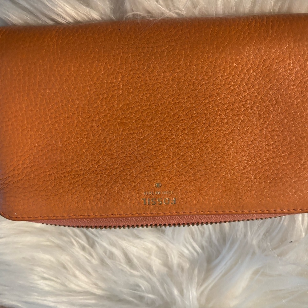 Fossil Burnt Orange Leather Clutch